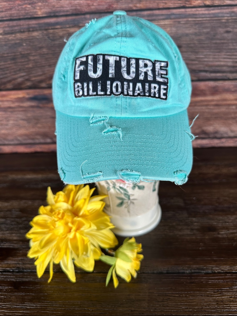 MV Dad Hats Turquoise 'Future Billionaire' Distressed Baseball Cap